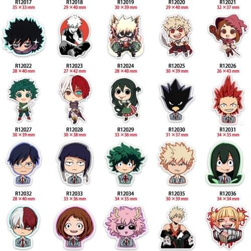 10pcs New Designs My hero academia Planar Resin Cartoon Character Acrylic Charms Cabochon Printed for Keychain