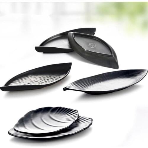 SIA-HUAT Panic Buying Imitation Porcelana Japanese And Korean Irregular Leaf Shape Black Sushi Pickle And Snack Cold Dish Plates
