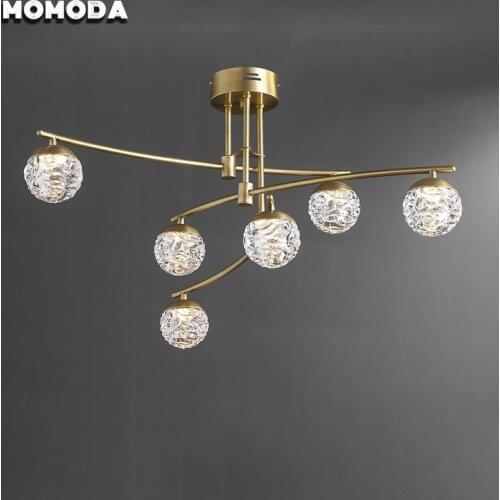 Modern Glass Ball Ceiling Lights for Living Room Bedroom Loft Villa Luxury Golden Brass Lightings LED Indoor Lights Fixtures