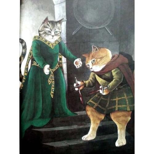 Old painter original perfect hand-painted on canvas: Two Royal Scout Fat Cats