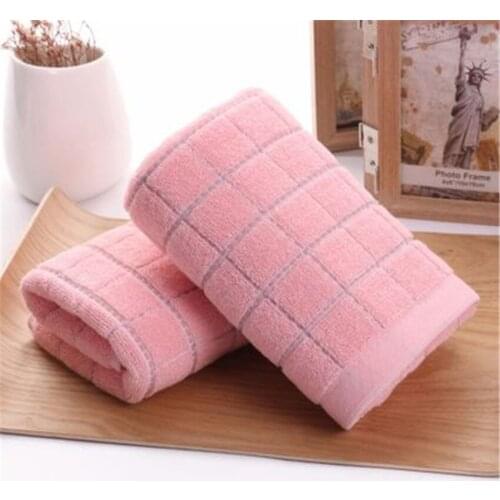 Super Absorbent Face Towels 2Pcs Cotton Plaid Face Towels 34*75Cm Cloth Bathroom Couple Gift for Adults for Home Hotel