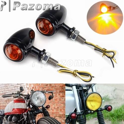 Universal 10mm 12V Motorcycle LED Aluminum Bullet Turn Signal Blinker Indicators Lamp For Chopper Bobber Custom Cafe Racer Moto