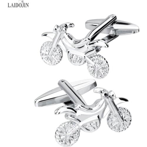 LAIDOJIN Silver Color Motorcycle Cuff links for Mens Shirt Brand Cuff buttons Wedding Cufflinks High Quality Fashion Men Jewelry