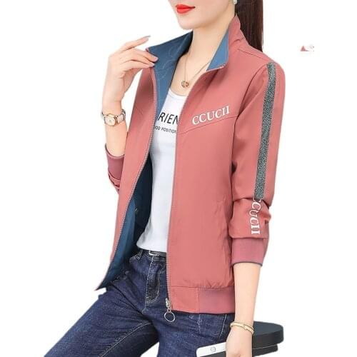 Womens jacket double-sided wear jacket 2021 new baseball uniform fashion top