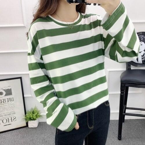 Ladies Striped T-shirts Women Causal Tshirt Thin O-neck Tee Top Korean Streetwear Plus Size Female T Shirt 1pc