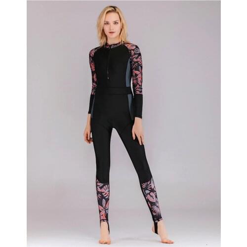 Womens Padded Lycra WetsuitsFull Body Cover Swimsuit Long Sleeve Front Zipper Diving Skin Rash Guard Scuba Snorkeling Surfing