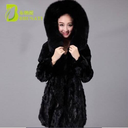 BHUNATI 2018 Faux/imitation Fur with Hooded Coat Winter Fur Coat Long Outwear Warm Clothing With belt Plus Size Women Coats