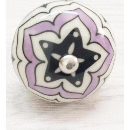 Ceramic Dresser Knob Pink Star Kids Knobs Cabinet Pulls Knobs / Unique Kitchen Door Handle Knob Furniture Hardware