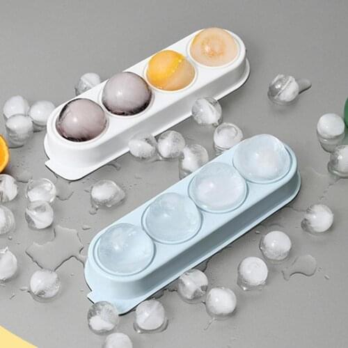 1PC Silicone Ice Tray 4 Grid 3D Round Ice Molds Home Bar Party Use Round Ball Ice Cube Makers Kitchen DIY Ice Cream Moulds