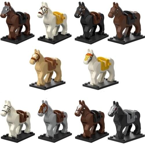 10Pcs Animal Series MOC Creative Accessories War Horse DIY Model Building Blocks Toys Gifts