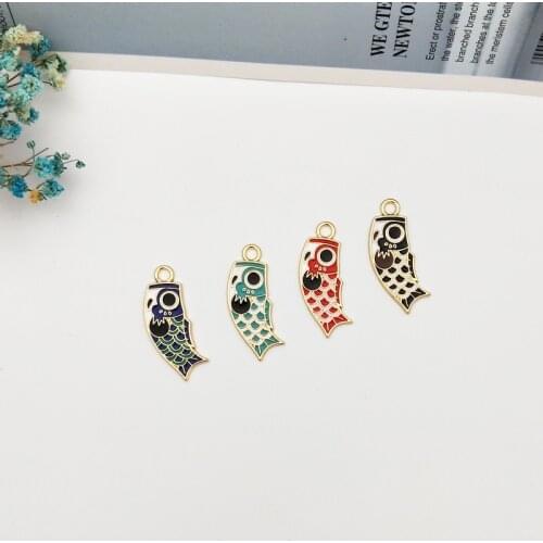 10Pcs/lot Alloy Enamel Carp Fish Charms Floating Harajuku Series Earrings Jewelry Accessory DIY Drop Oil Fish Pendants Wholesale