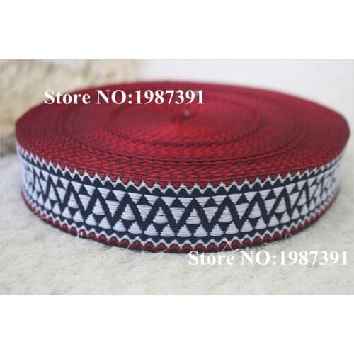 10yards/lots Woven Jacquard Ribbon 3cm Blue white color Geometric pattern