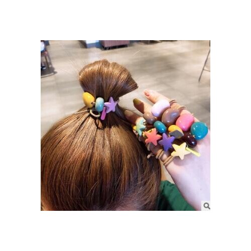 120pcs/lot DIY Multi Cute Simple Acrylic Stars Rubber Bands Bracelets Double-deck Hair Bands Hair Styling Tools Accessory HA962