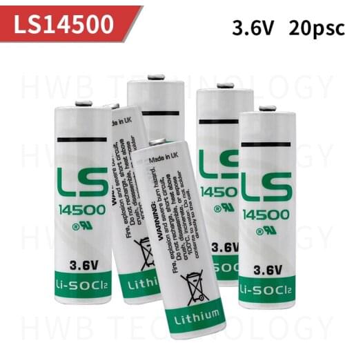 20 PCS/lot new for SAFT LS14500 AA ER14505M 2600mah 3.6v lithium battery,instruments and meters backup power supply