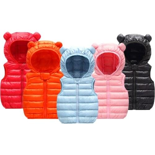 2020 Children Warm Down Vest Autumn Baby Boys Girls Thicken Waistcoat Baby Outerwear Vests 1-5 Years Kids Hooded Jackets Vest