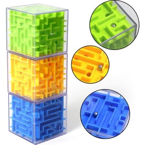 3D Maze Magic Cube Run Transparent Six-sided Puzzle Speed Cube Rolling Ball Game Cubos Track Educational Toys for Kids