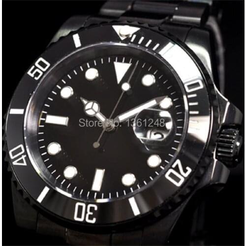 40mm parnis PVD Ceramic Bezel luminous sapphire glass automatic movement mens watch 067