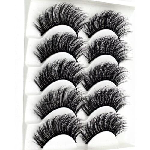 5 pairs 3D mink lashes false eyelashes natural makeup eyelash extension long cross volume soft fake eye lashes winged faux cils