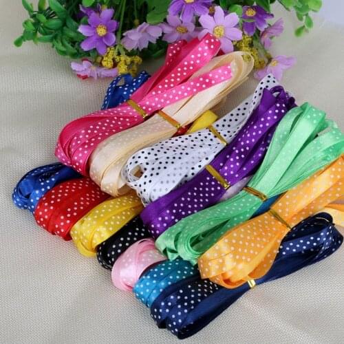 5 yard/lot 3/8 10MM Printed Dot Printed Satin Ribbon Single Webbing Headband Hair For DIY Craft Bows Garments Accessory