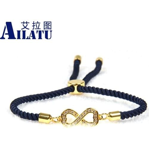 Ailatu Wholesale 10pcs/lot New Arriva Clear Cz Infinity Lace Up Bracelet for Couples Jewelry
