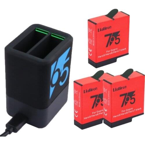 Bateria 1600mAh Go pro hero 5/6/7 Battery + dual LED USB Charger for GoPro Hero 5 / Hero 6 7 hero7 Black Camera accessories