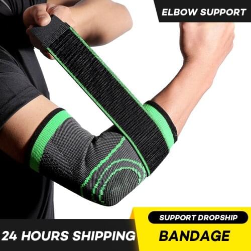 Elbow Support Bandage Compression Elbow Protective Pad Absorb Sweat Gym Sport Elastic Basketball Arm Sleeve Elbow Brace