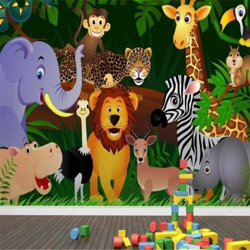 Beibehang Mural Jungle Animals Wallpaper Mural 3D wallpaper for child bedroom 3d wall paper papel de parede para quarto