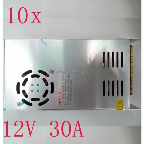 FREE DHL/CDEK,10pcs/lot 360W 12V 30A LED Switching Power Supply transformer,Input AC110~240V for LED light,2 years warranty