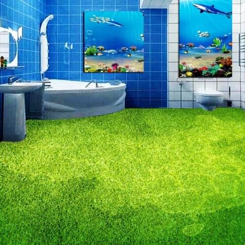 Free shipping custom Toilets Bathroom Bedroom Living Room Meadow Map moisture proof self-adhesive thickened 3d wallpaper floor
