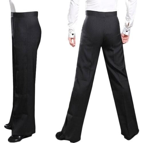 Stripe Dance Pants Men Black Pant Comfort Adult male Standard Tango Salsa Dance Ballroom Competition Latin Dance Pants VDB717