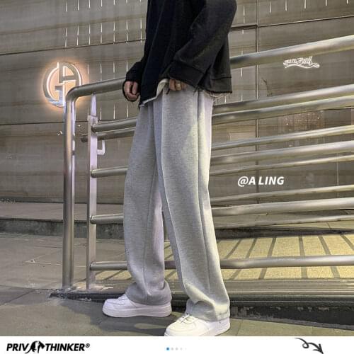 Black Solid Color Straight Harem Pants Korean Man Loose Ankle-Length Winter Streetwear Woman Spring Casual Pants