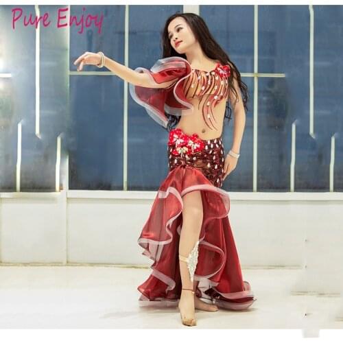 Childrens Belly Dance Pperformance Service new Bra long sSkirt oriental Dance clothing suit Dance costume