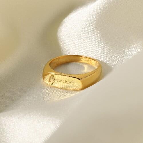 High Quality Waterproof Stainless Steel Engraved Flower Rings For Women Girls Cute Romantic Rings Jewelry Accessories