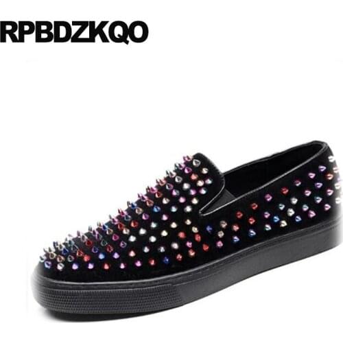 Spring Rivet Red Suede Leather Men Shoes Stars Stud Elevator New Metal Skate Sneakers Italy European Brand British Style Black