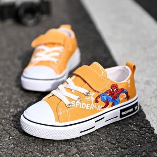 New Spiderman childrens sneakers boys casual canvas shoes spring autumn boys and girls soft-soled low-top sneakers size 27-38