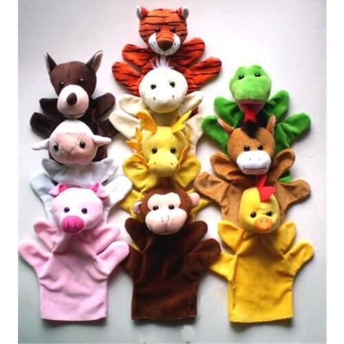22cm Animal Finger Puppet Plush Toys For Children Baby Favor Dolls Tell Story Props Cute Cartoon Animal Finger doll Baby Toys