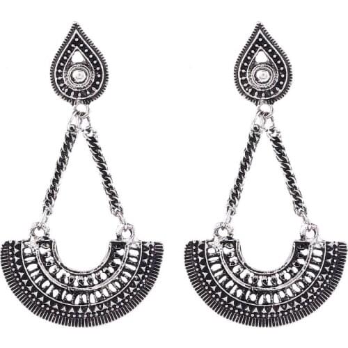 LOVBEAFAS Vintage Earings Fashion Jewelry Drop Dangle Long Earrings For Women Antique Silver Plated Geometry Ethnic Jewelry