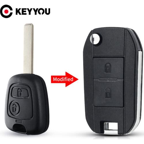 KEYYOU Modified Flip Folding Car Key Shell For Peugeot 307 107 207 407 Citroen C2 C3 Xsara Remote 2 Button Key Case HU83 Blade