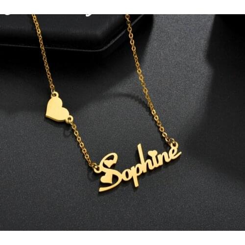 Fashion Custom Stainless Steel Name Necklace With Heart shaped For Women Personalized Letter Gold Choker Necklace Gift