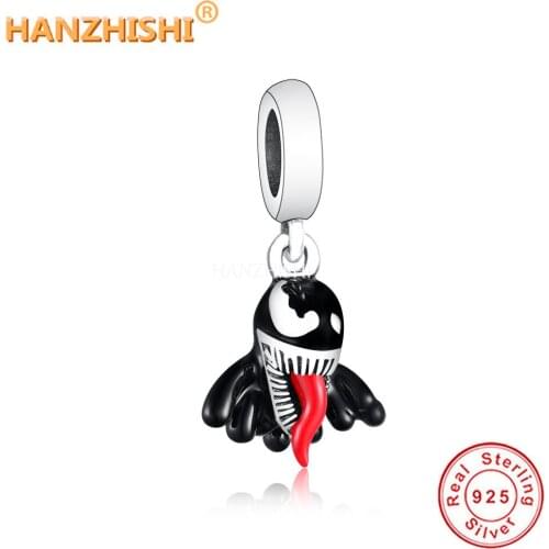 Fashion 925 Sterling Silver Black Monster Dangle Charms Beads Fit Original Pandora Bracelet Necklace Jewelry Gift for Women Men