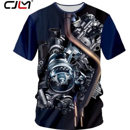 CJLM New Arrival Men Casual Tshirts Cool Print Motor Heavy Metal 3d T-shirt Homme Hip Hop Streetwear Punk Style Tee Shirt Unisex
