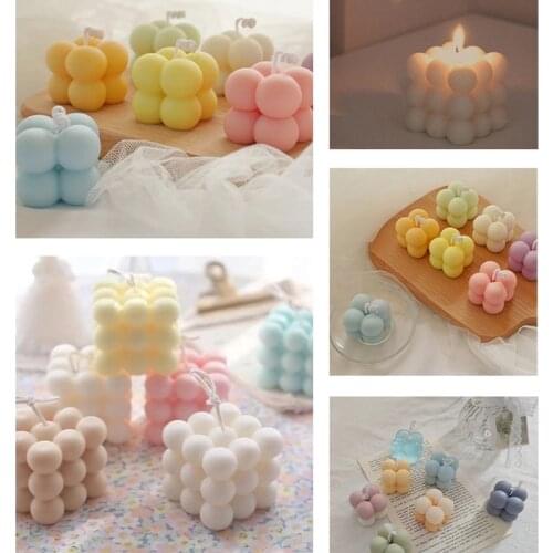 New 1PCs Square Cube Candle Mould Soy Wax Essential Oil Aromatherapy Candle DIY Cloud Shape Candle Material Wax 3D Silicone Mold