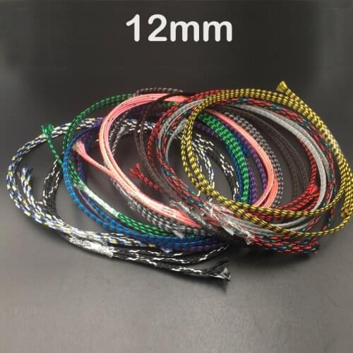 12mm Red Blue Black Gray Purple Brown Green Soft Cotton Yarn Braid PP+PET Nylon Expandable Wire Protect Sheath Cable Sleeve