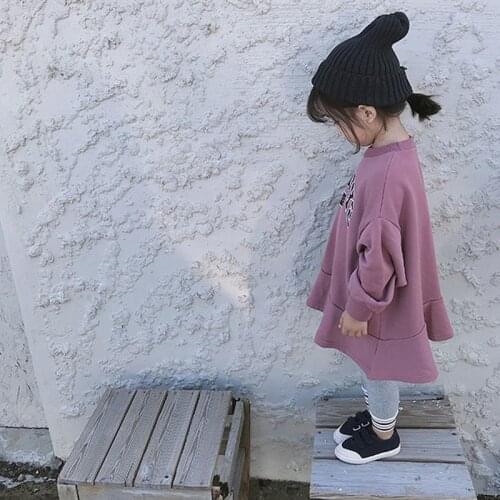 Girls' Dress Loose Letters Blouse Dress 2021 Autumn Clothes New Casual Sweater ChildrenS Clothing