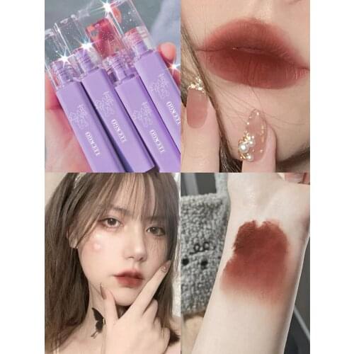 LUCKGO crystal purple lipstick nude lip makeup long lasting waterproof dark red brown lip gloss AC373