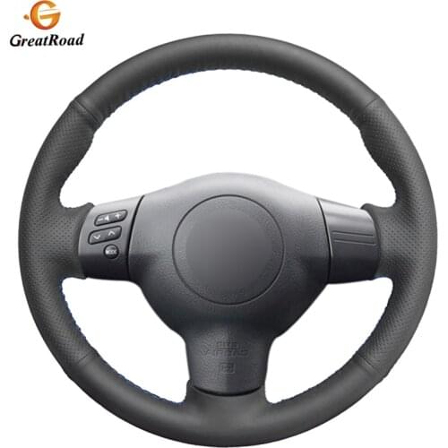 Hand-stitched Black Genuine leather Car Steering Wheel Cover for Toyota Corolla 2004-2006 Caldina 2002-2007 RAV4 (US) 2005