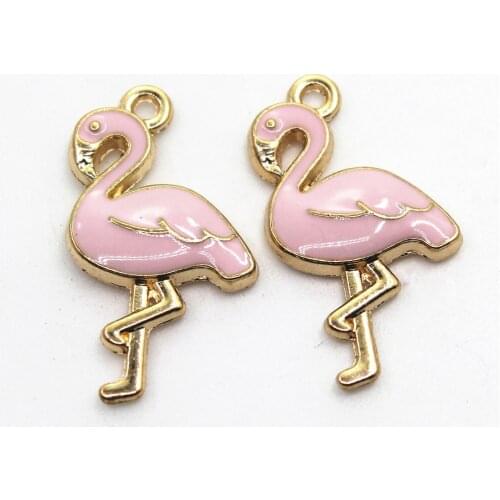 New Arrive 20pcs/lot flamingo charm enamel dangle charms DIY bracelets hanging charms pendants jewelry accessories