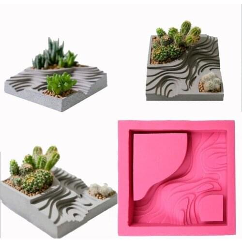 Concrete Molds Terraced Field Shape Pot Molds Graden Decor Cement Silicone Molds