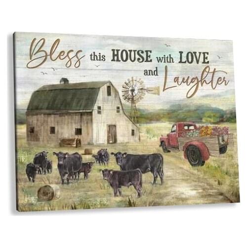 Rustic Farmhouse Cattle Inspiring Quotes Pictures Wall Art Poster Print Canvas Painting Room Picture For Living Room Home Decor