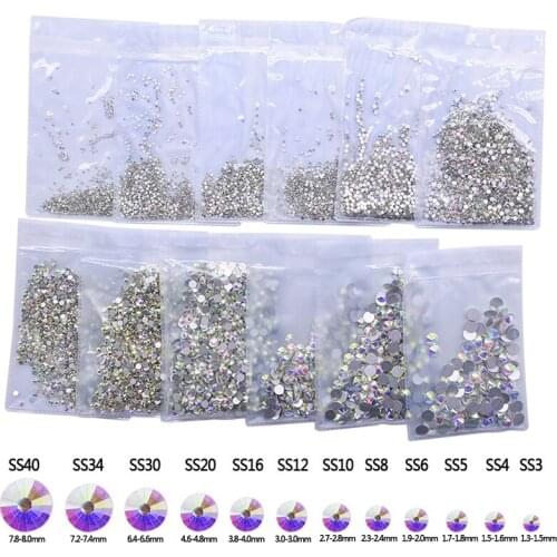 1 Pack Glitter Rhinestones Crystal Glass FlatBack Strass For DIY Nail Art Sewing Fabric Decoration Non Hot Fix On Rhinestones